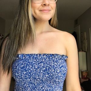 Blue floral crop top